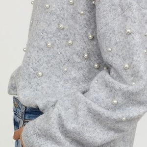 Pearl Beaded Knit Sweater